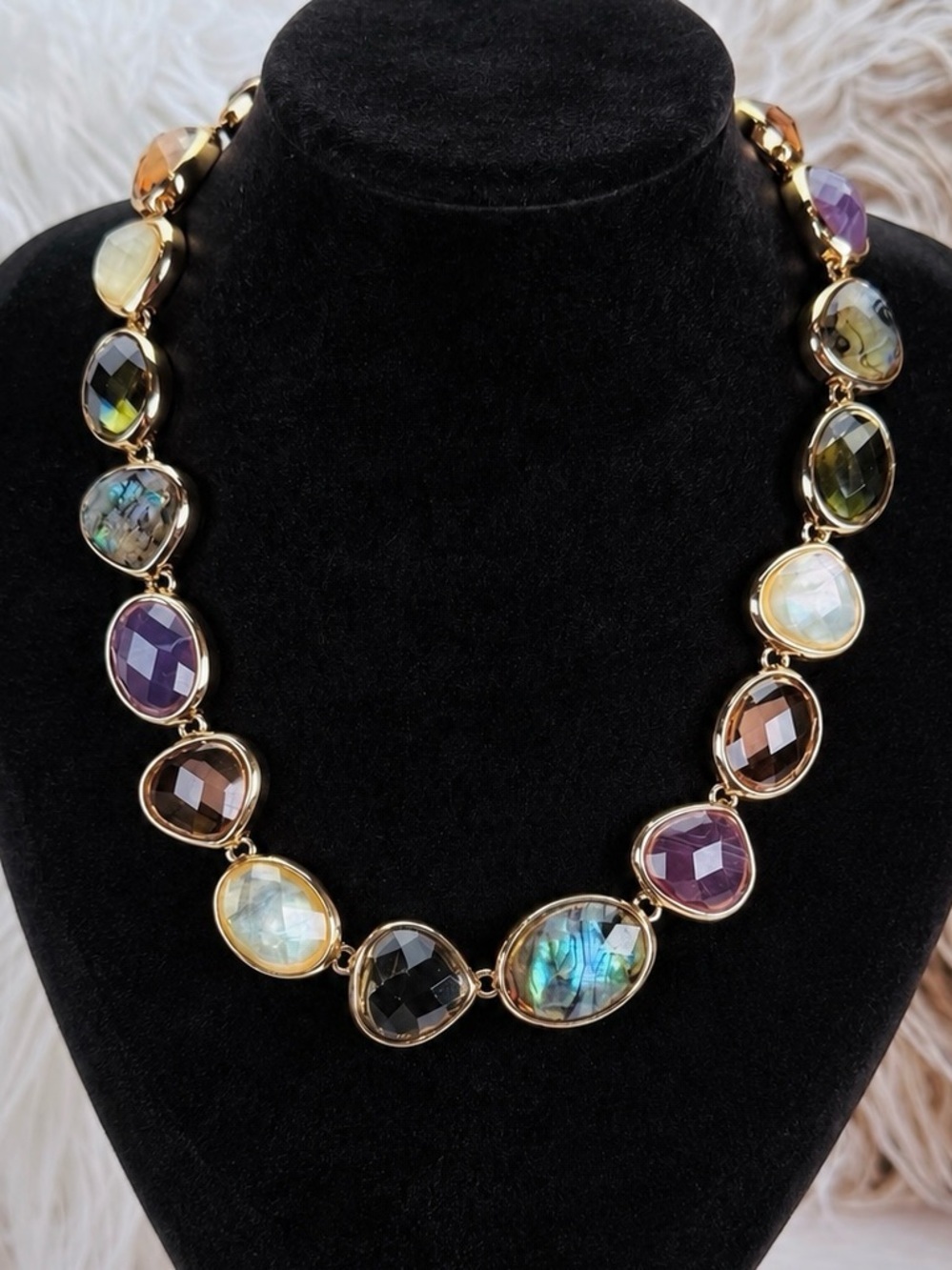 Anne Klein Gold Tone Multicolor Statement Necklace